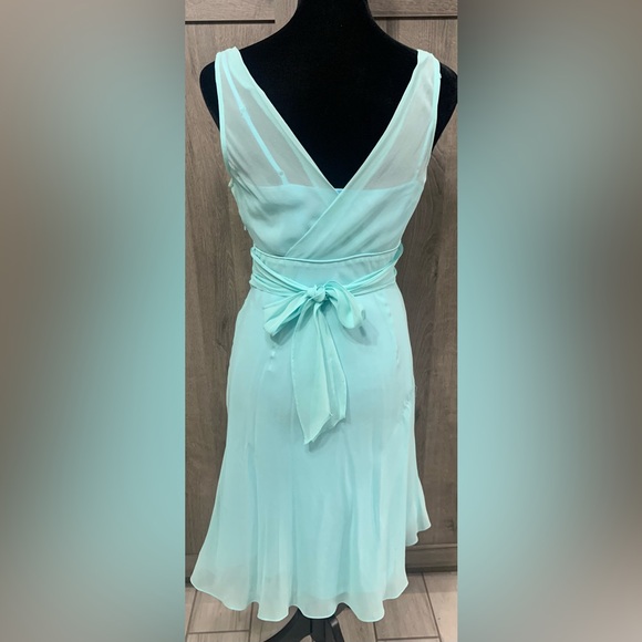 Vintage Express Fashions Sheer Aqua Blue Sleeveless Party Dress Women's Size 2 - Picture 3 of 13